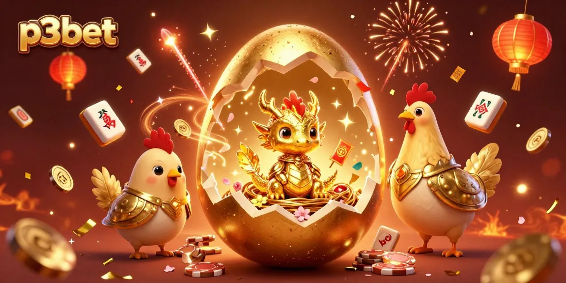 Engage with the excitement of p3bet as a baby dragon treasures poker chips among festive decorations.