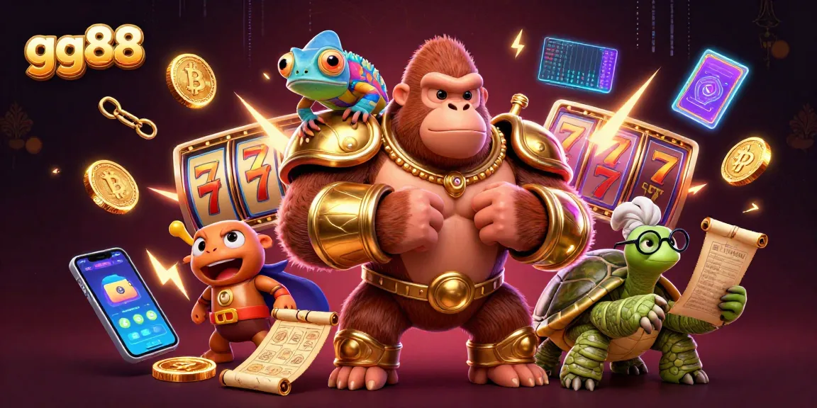 Experience exhilarating slots gaming at gg88 with vibrant characters and crypto elements.