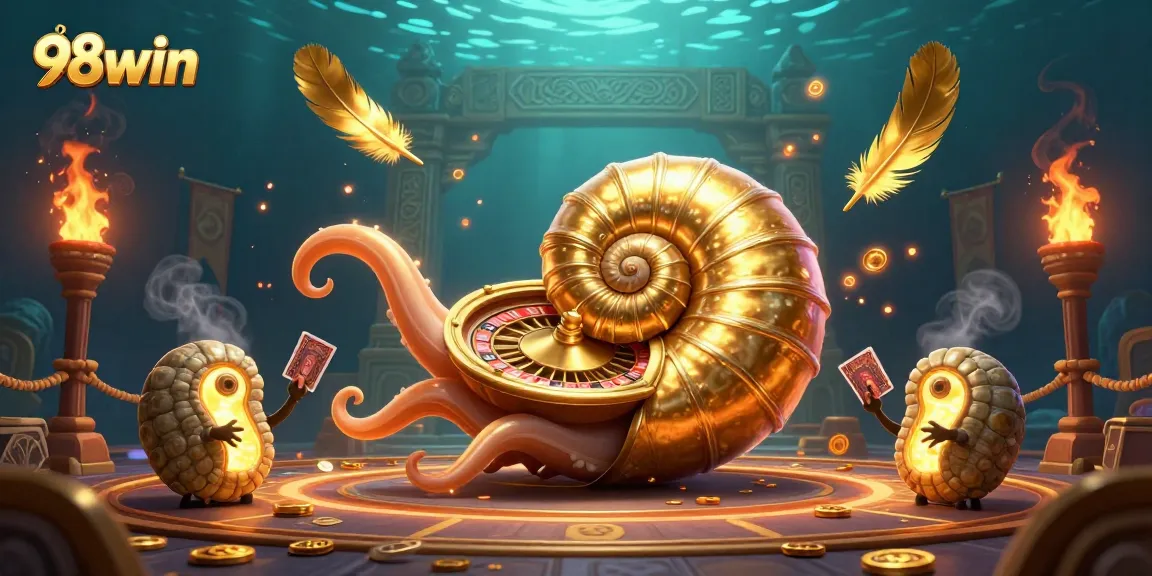Engage in thrilling action at 98win with a giant nautilus roulette and glowing companions.