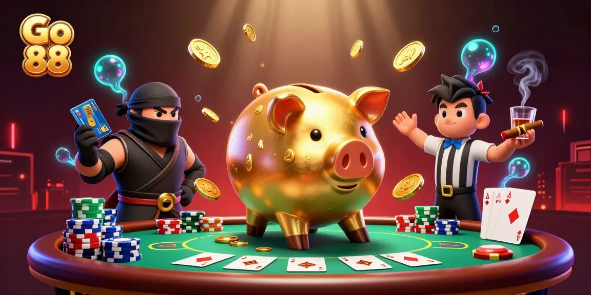 Experience thrilling action at Go 88 with a dynamic casino showdown featuring colorful poker elements and vibrant characters.