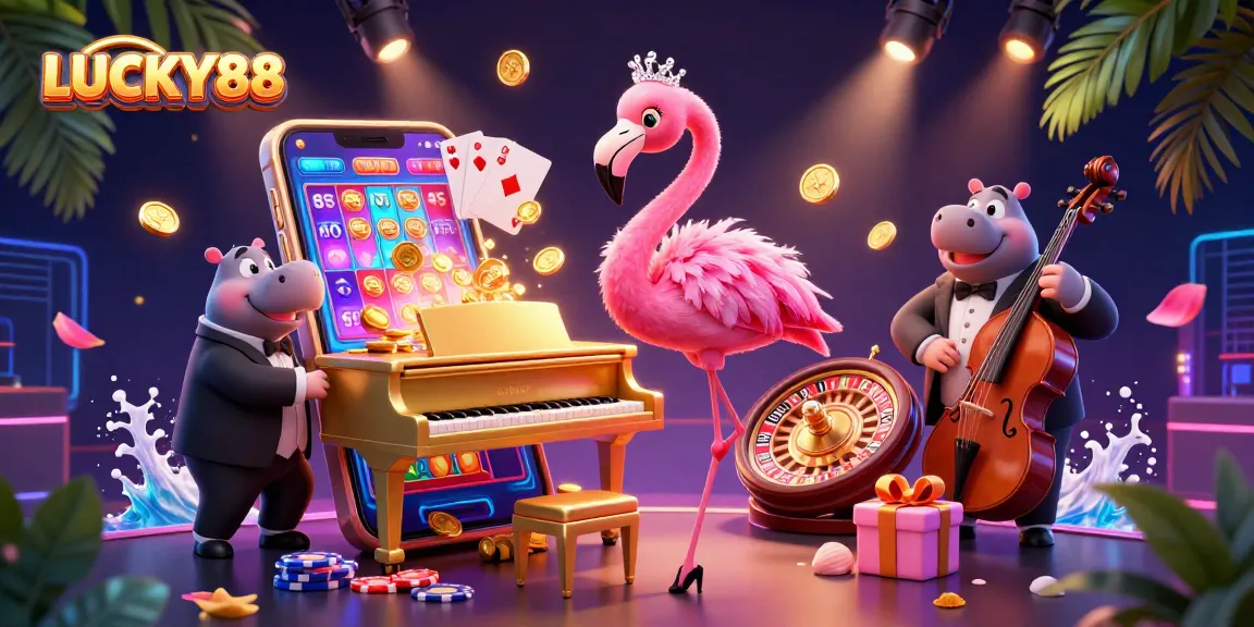 Experience the thrills of LUCKY88 with interactive games and vibrant casino visuals.