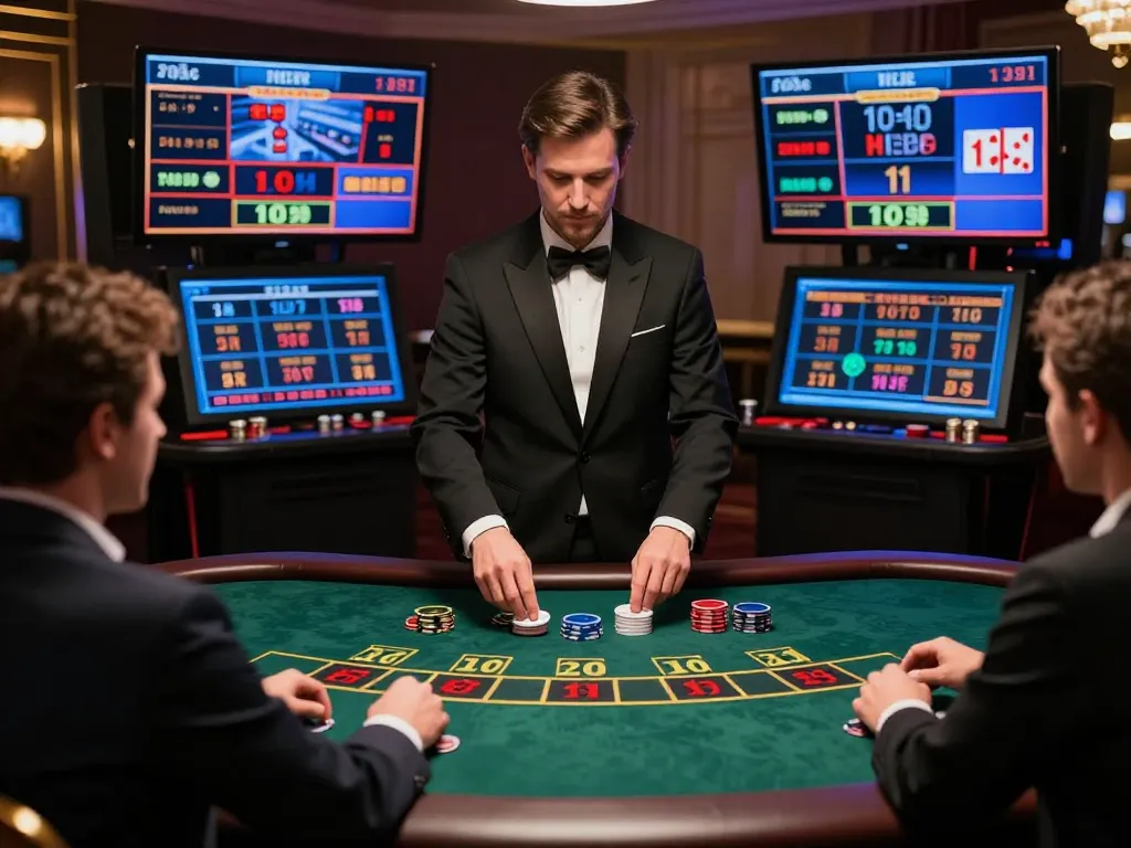 Players engaging in strategic gameplay at M88's professional blackjack table, enhancing their casino experience.