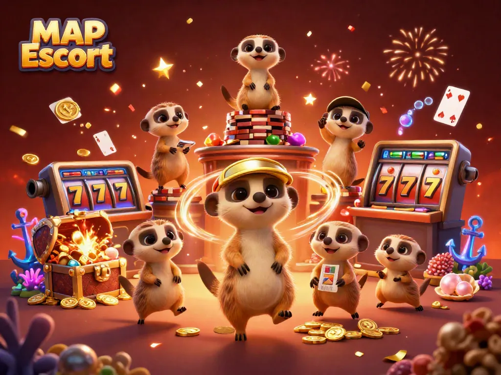 Engaging meerkats in a casino operation showcasing MAP Escort with dynamic gambling elements.