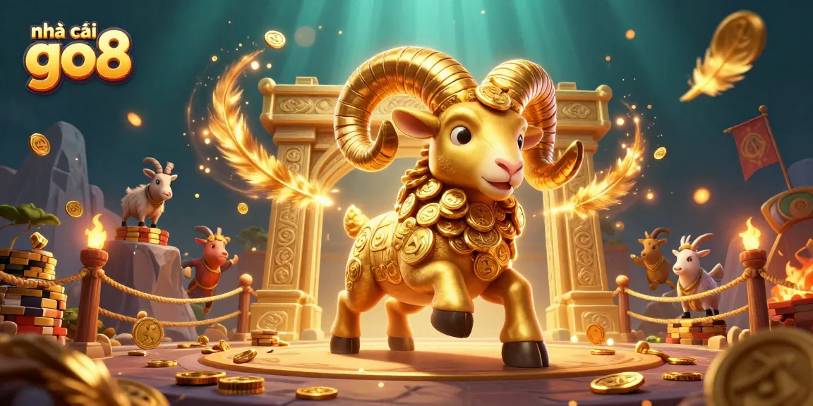 Engage in exciting betting with nhà cái go8 as the golden ram charges through a dynamic casino scene.