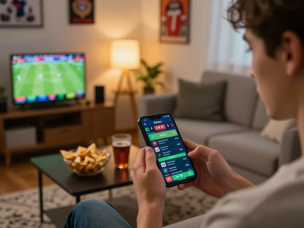 Xoilac sports betting experience on smartphone, displaying live football match options, capturing an intense and engaging moment.
