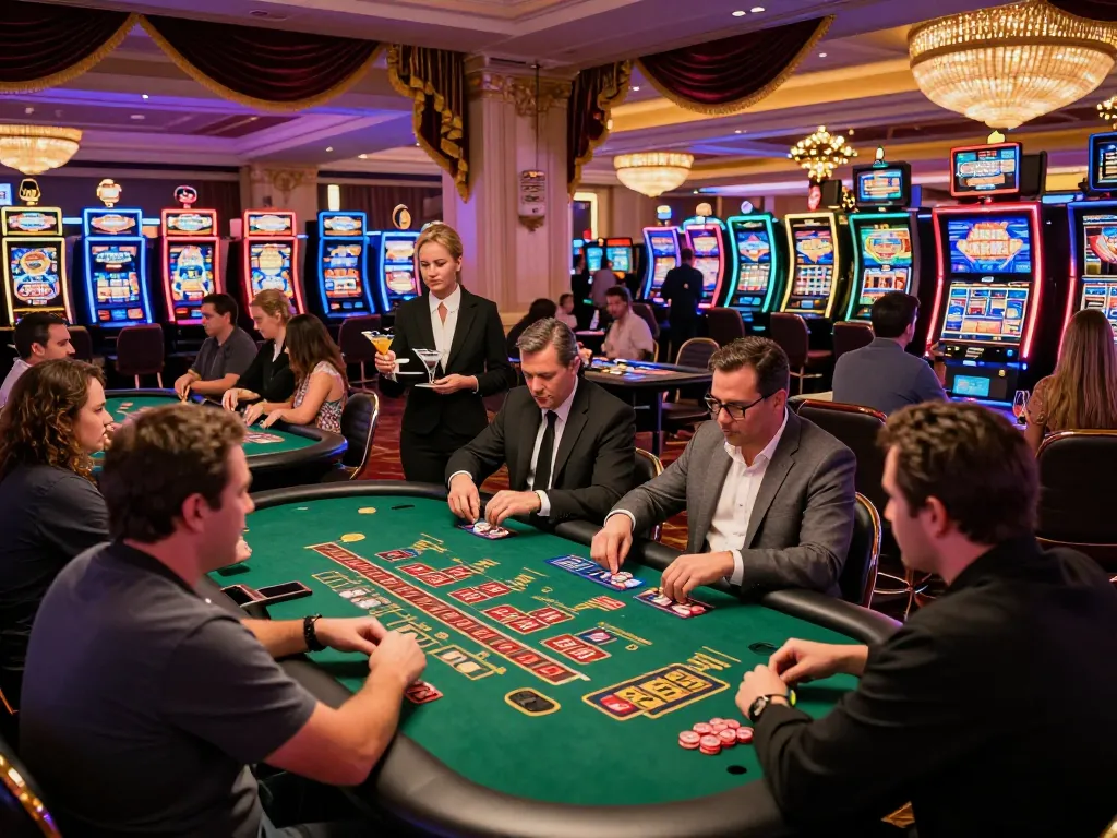 Players engaging in strategic gameplay at a Las Vegas casino, highlighting 5679's thrilling atmosphere