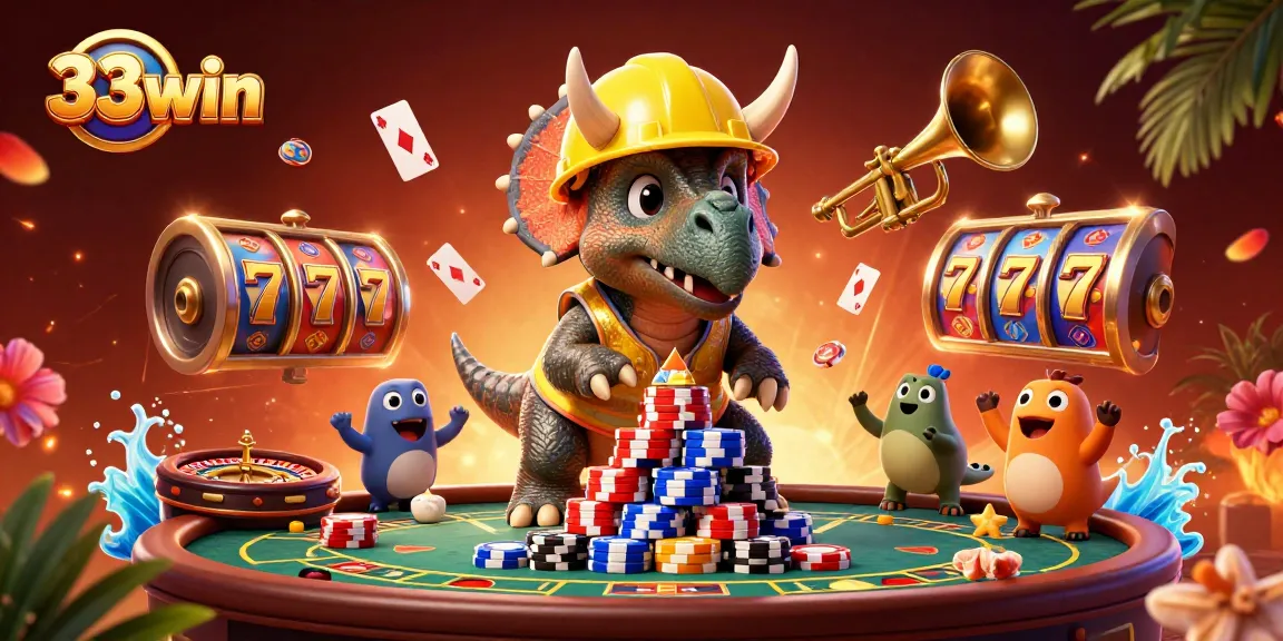 Experience thrilling moments with 33win as cartoon characters celebrate casino wins together