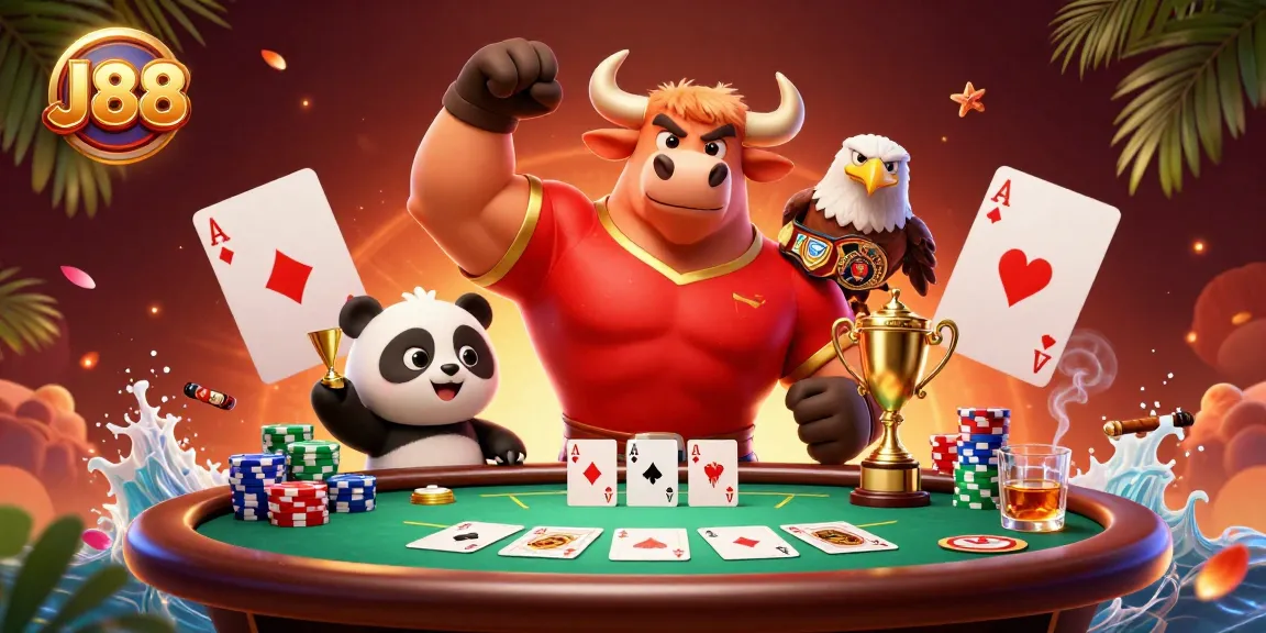 Engage with J88’s thrilling poker scene featuring winning characters and dynamic gameplay elements.