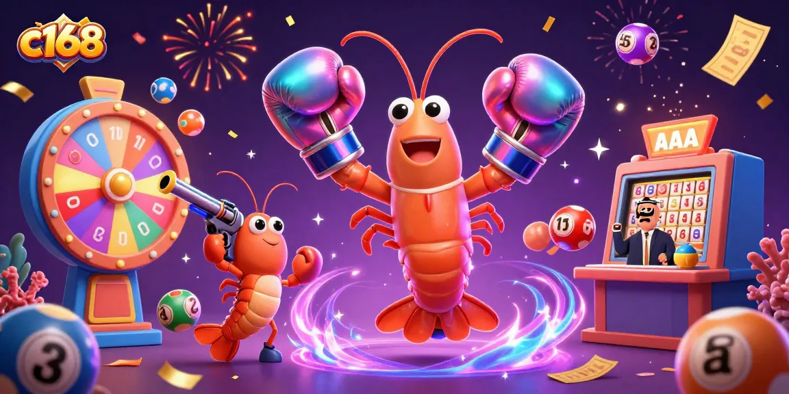 C168 players enjoy colorful lottery-themed excitement with vibrant characters and game elements.
