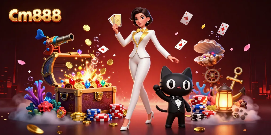 Experience exciting gameplay with cm888 as you shuffle cards with a glamorous dealer and her playful partner.