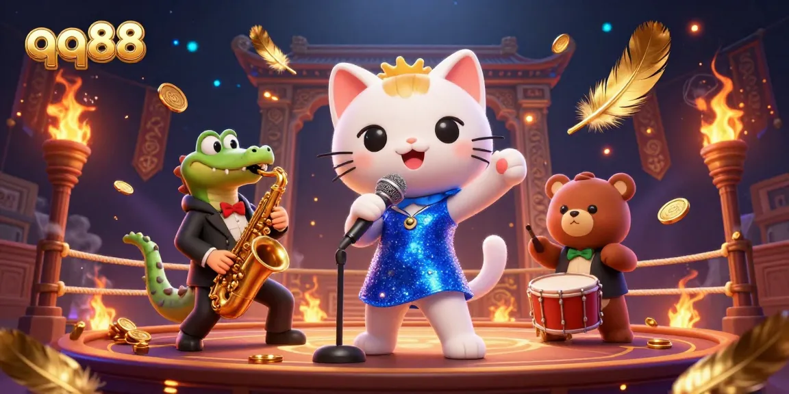 Experience thrilling moments with qq88 as 3D characters perform in a vibrant casino scene full of excitement and gambling.