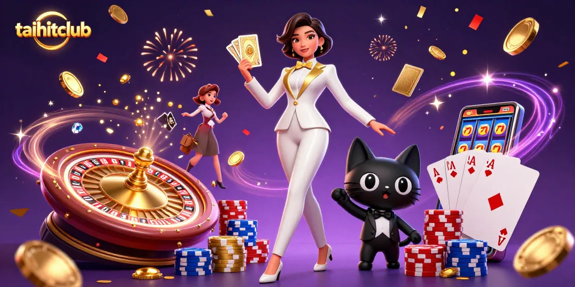 Experience big wins and excitement at taihitclub while playing with vibrant gold coins and colorful poker chips.