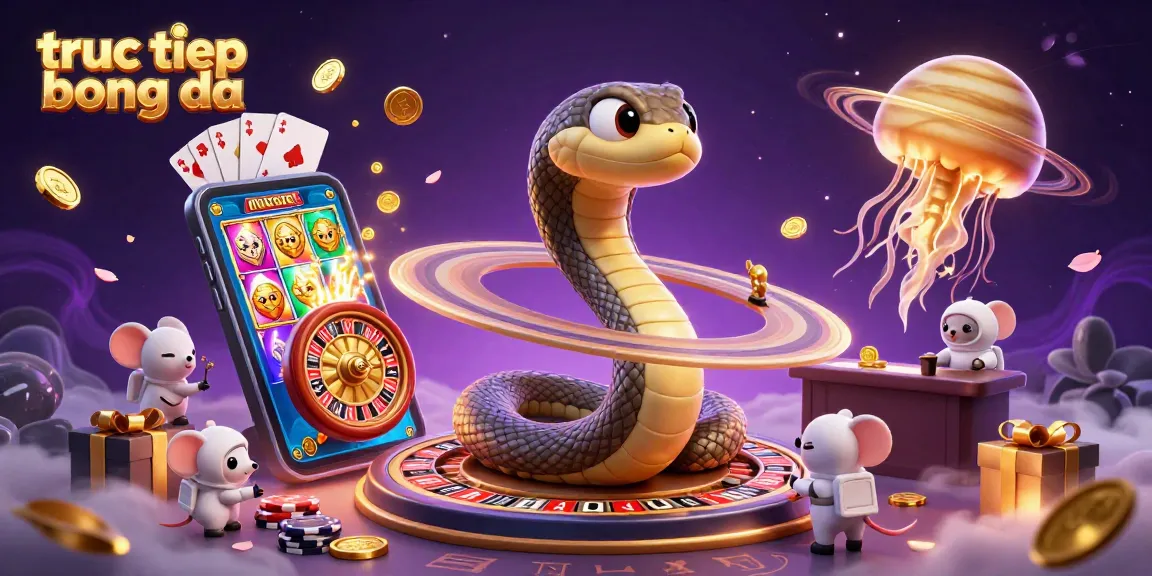 Experience truc tiep bong da in a vibrant 3D scene with snake roulette and astronaut mice betting.