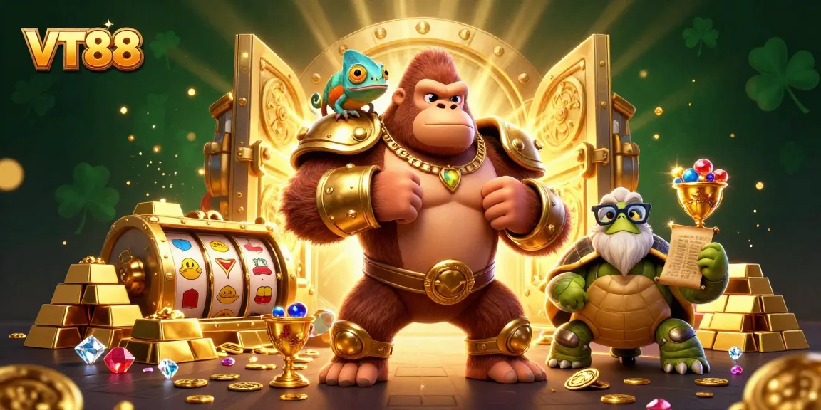 VT88 showdowns in a vibrant 3D casino scene packed with gold and winning symbols.