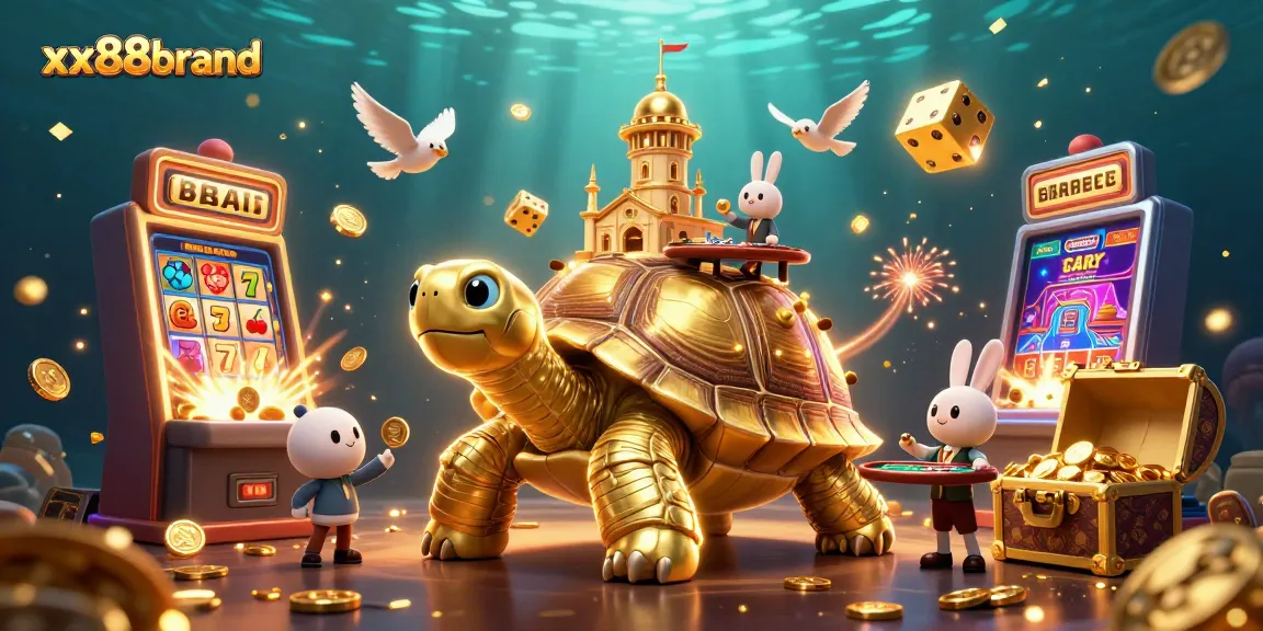 Spin to win with xx88brand's vibrant 3D casino scene, showcasing thrills and excitement.