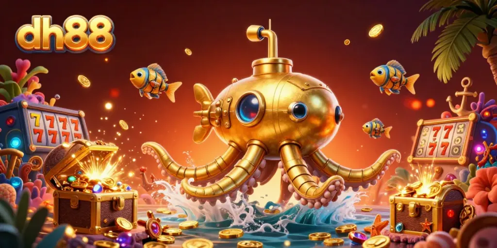 Engage with dh88's vibrant casino adventure through golden coins and dynamic slot elements.