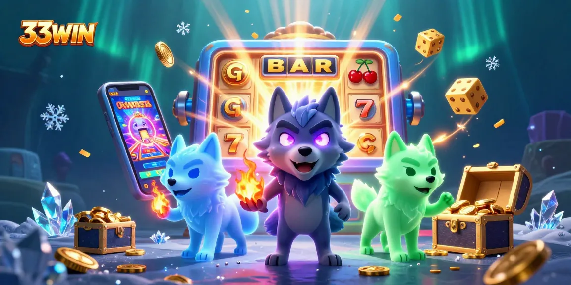 Experience the excitement of 33WIN with thrilling slot machines and captivating characters in a vibrant casino scene.
