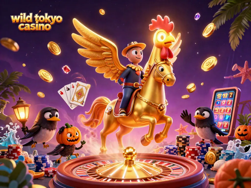 Experience thrilling gameplay at wild tokyo casino with a vibrant 3D scene of dramatic gaming action.
