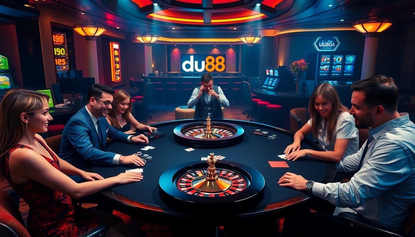 Experience high-stakes gambling with du88 poker chips and a vibrant casino atmosphere.