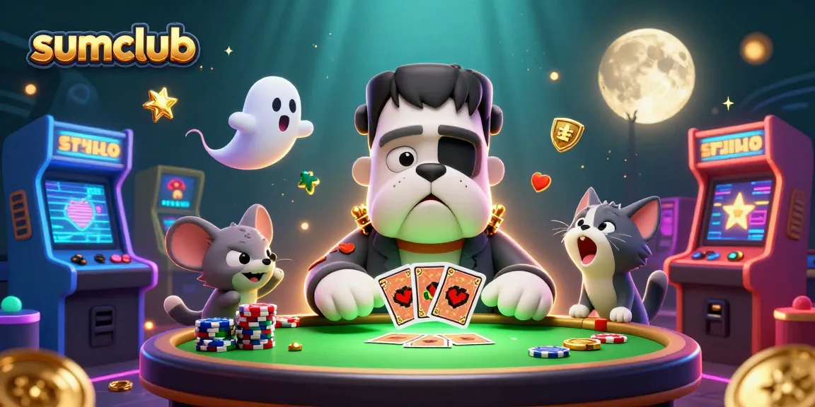 Engage in thrilling casino fun at sumclub with colorful games, cards, and animated characters.