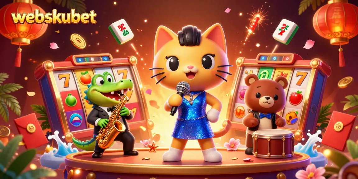 Experience winning thrills at webskubet with vibrant 3D casino characters and dynamic slot reels.