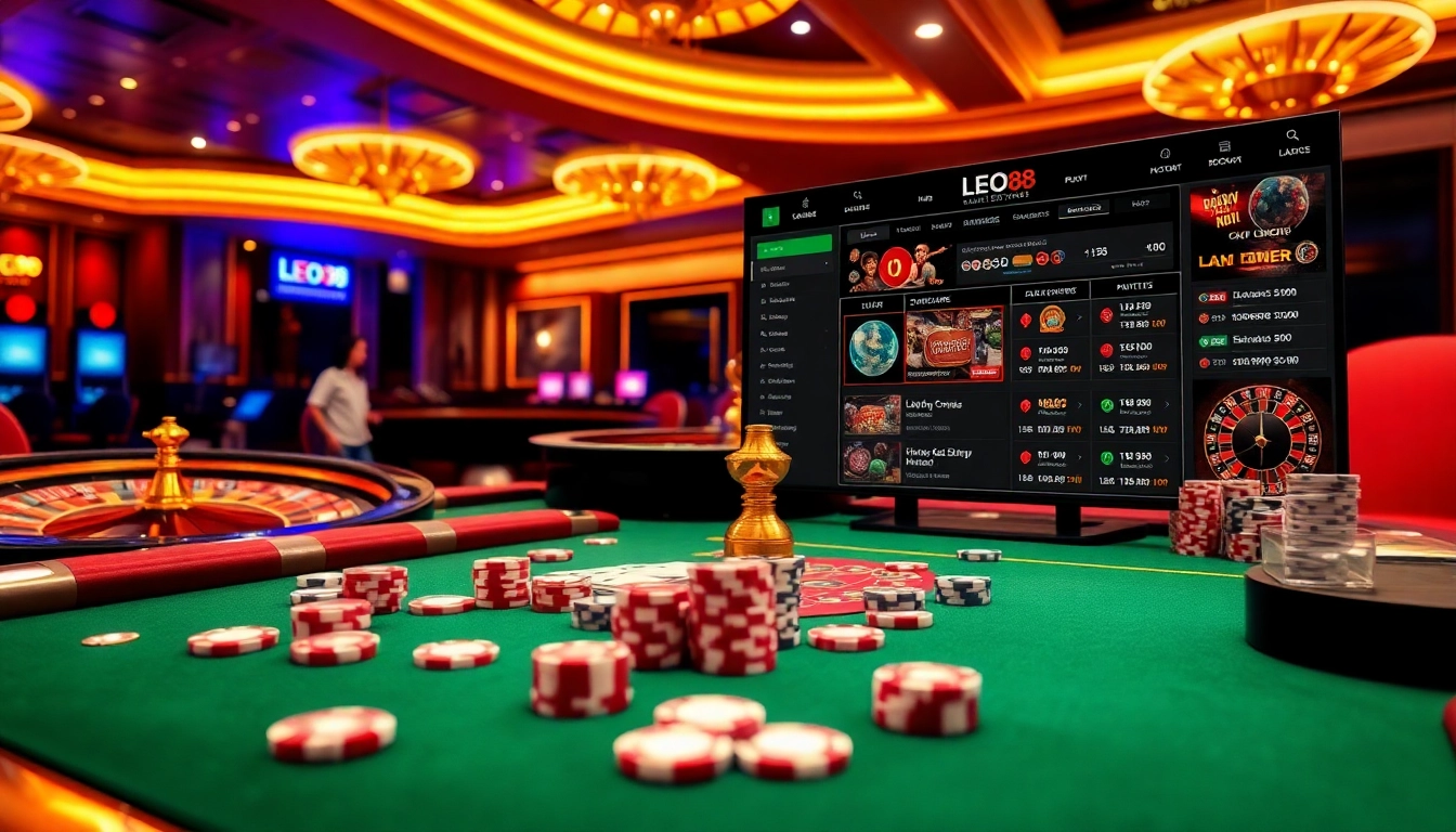 Experience thrilling gameplay at LEO88 Casino with engaging poker and roulette action.