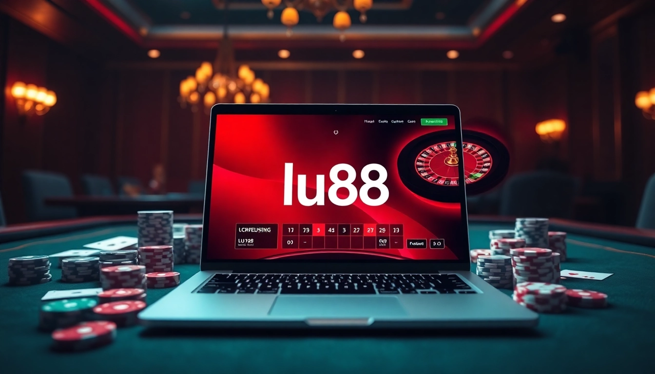 Engaging in exciting poker games at lu88 casino with vibrant gambling elements.