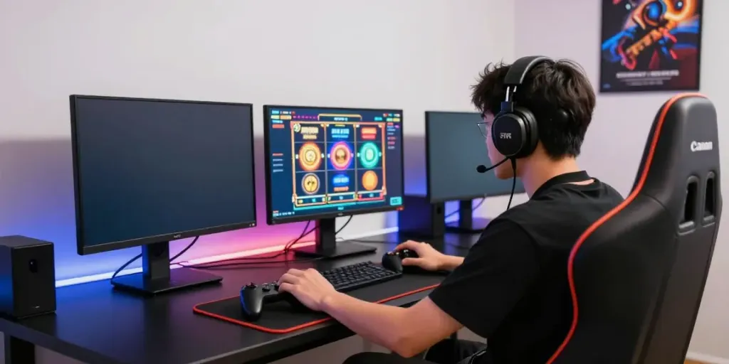 Exciting ROKOK88 online gaming setup showcasing vibrant graphics