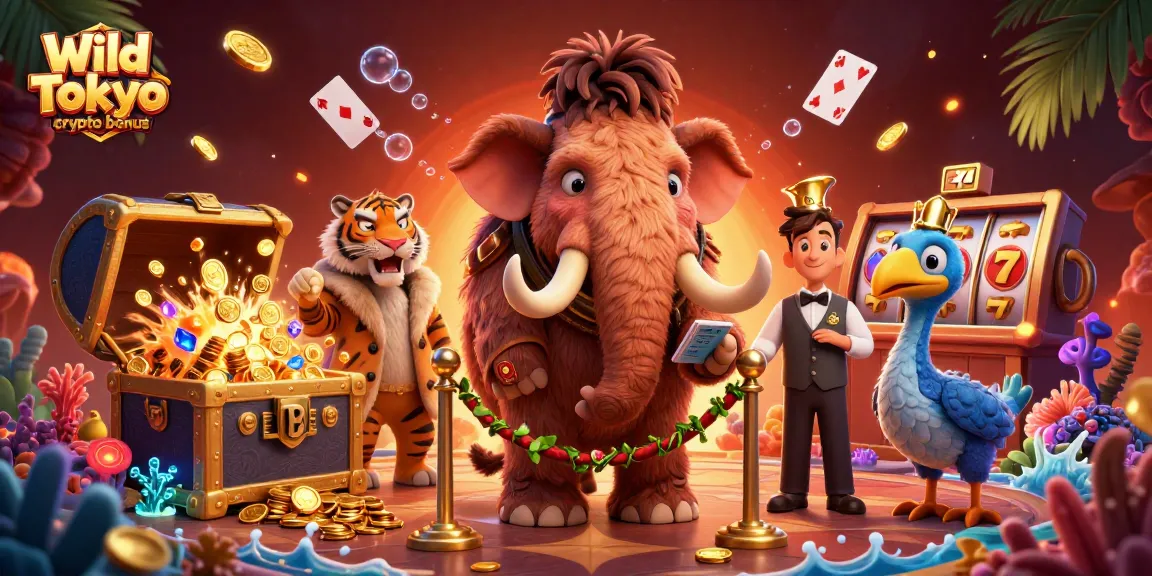 Gioca al Wild Tokyo crypto bonus mentre il mammut gigante controlla gli ID all'ingresso del casinò.