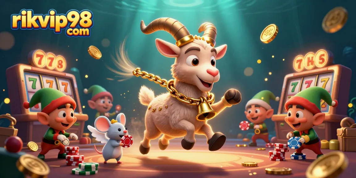 Engage in exciting gameplay at rikvip98 com with a festive horror casino featuring dynamic slot elements, Krampus, and playful characters.