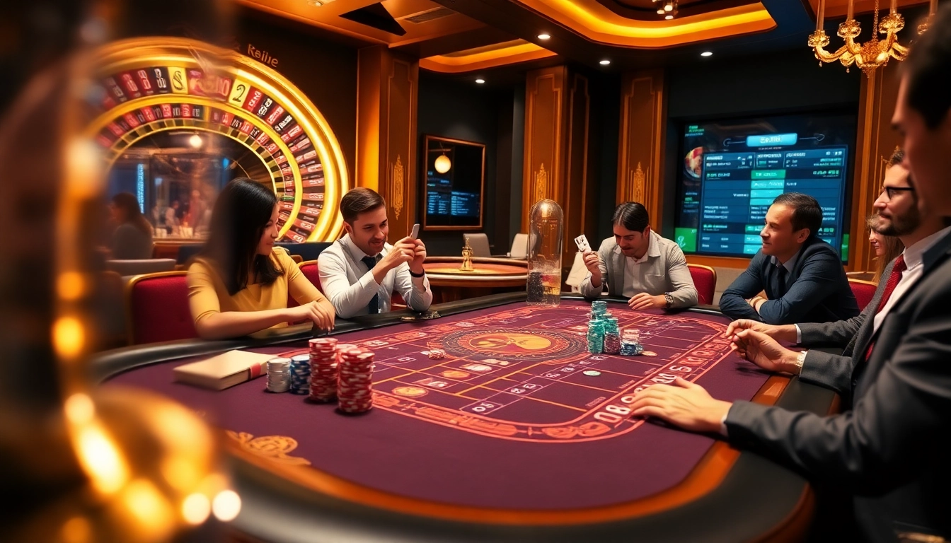 Exciting poker game scene featuring online gambling options at https://sv368com.biz/ with luxury casino elements.