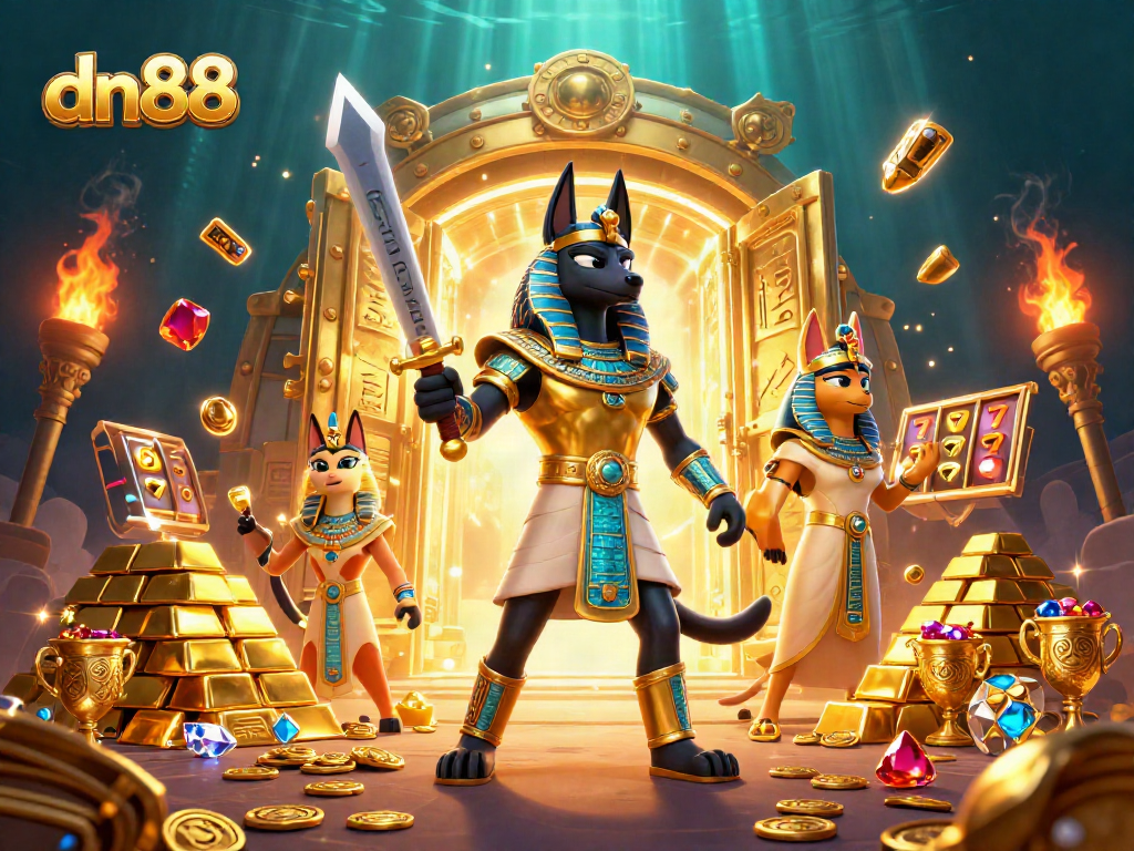 Experience thrilling gameplay with dn88's vibrant casino adventure featuring anubis and treasures.