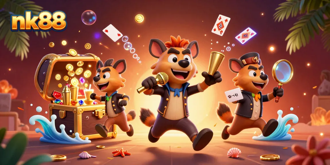 Join the comedy fun at nk88's casino club with hyenas, laughter and vibrant slot games!