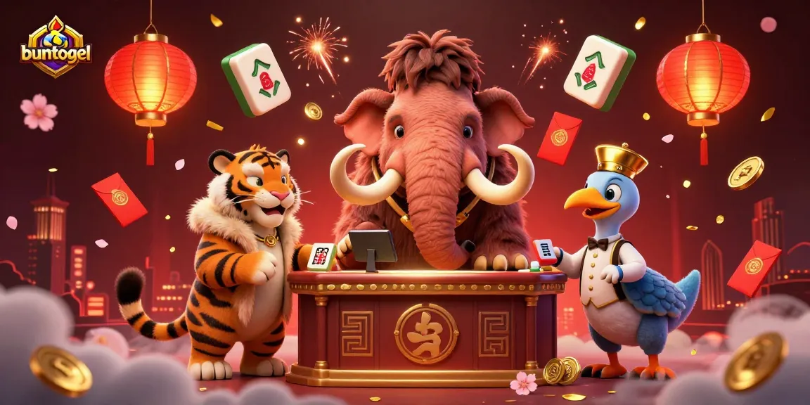 Bettors enjoy the dynamic atmosphere at Buntogel casino with vivid 3D characters, celebrating wins.