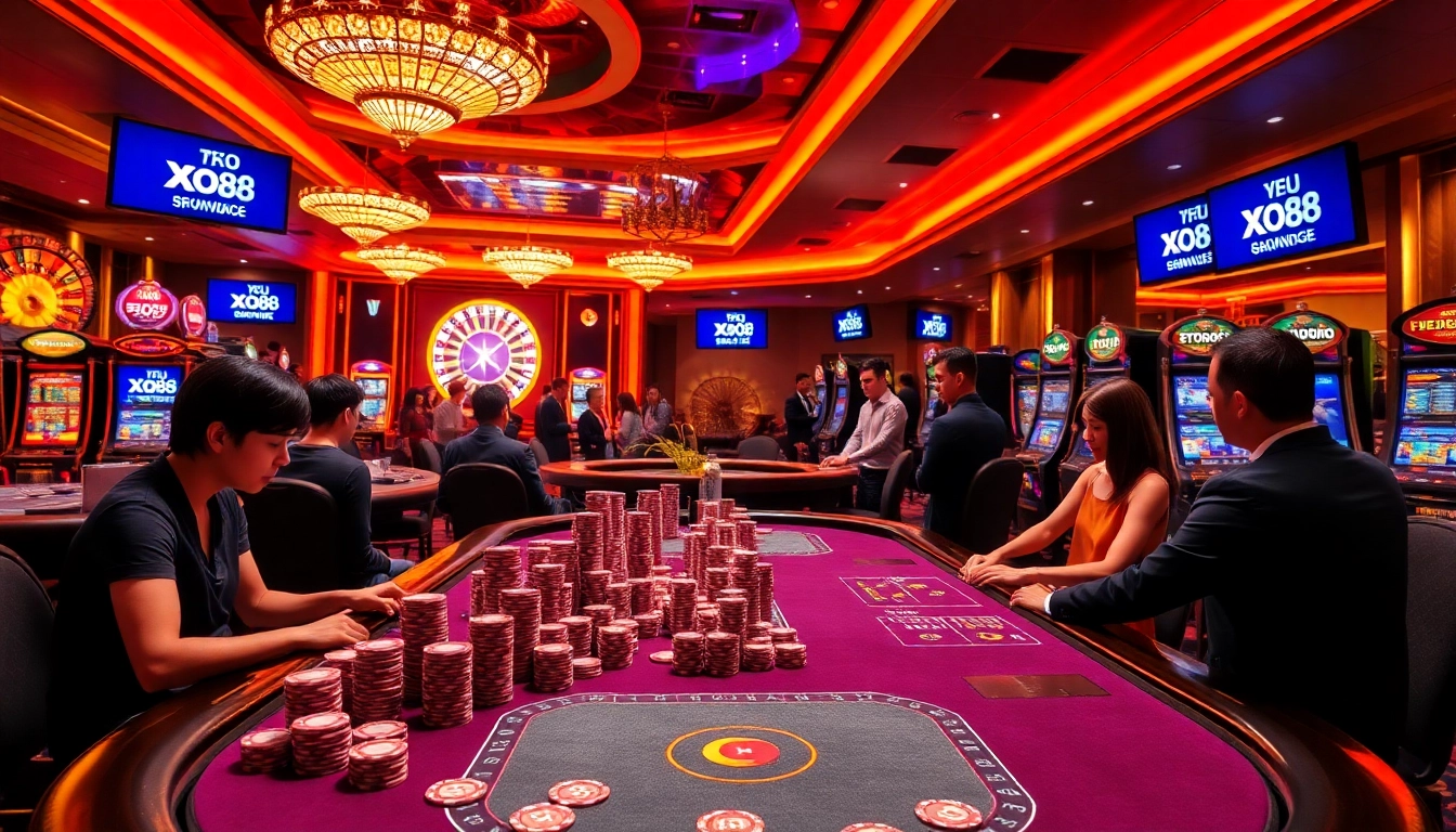 Engage in high-stakes gambling at xo88's vibrant casino tables featuring live poker games.