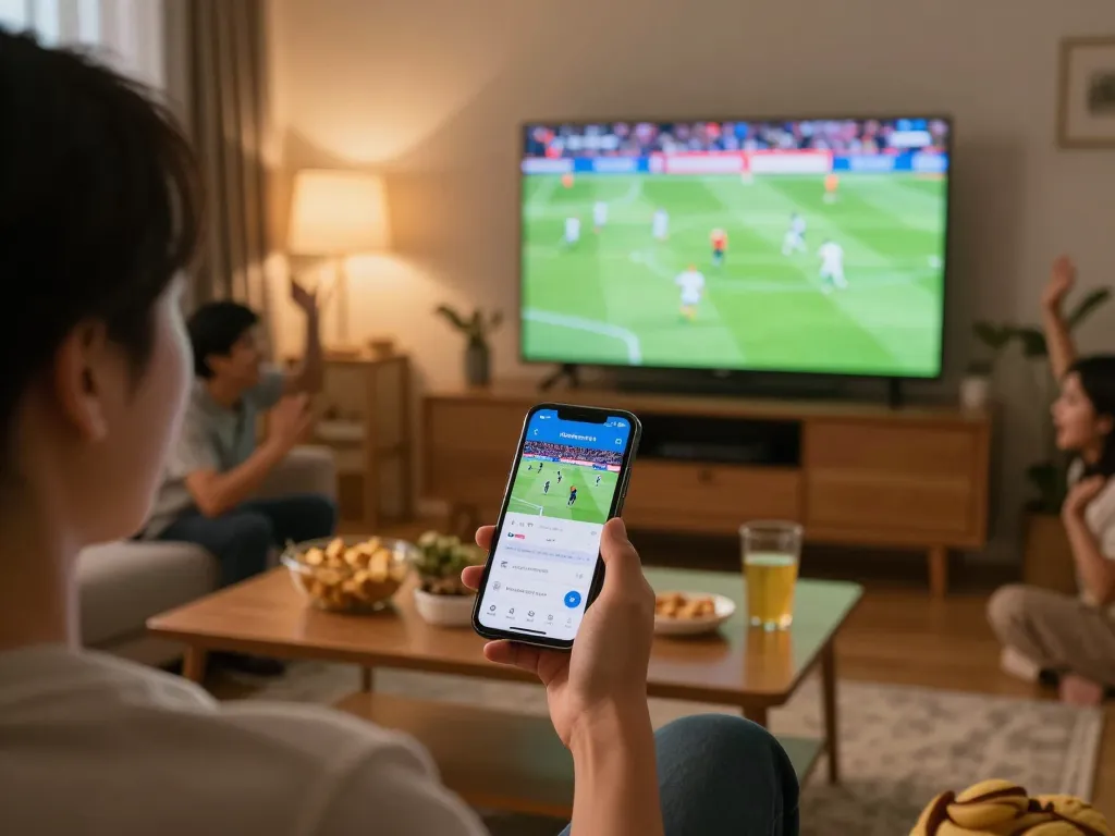Engage with Socolive while watching football live in a cozy family living room setting