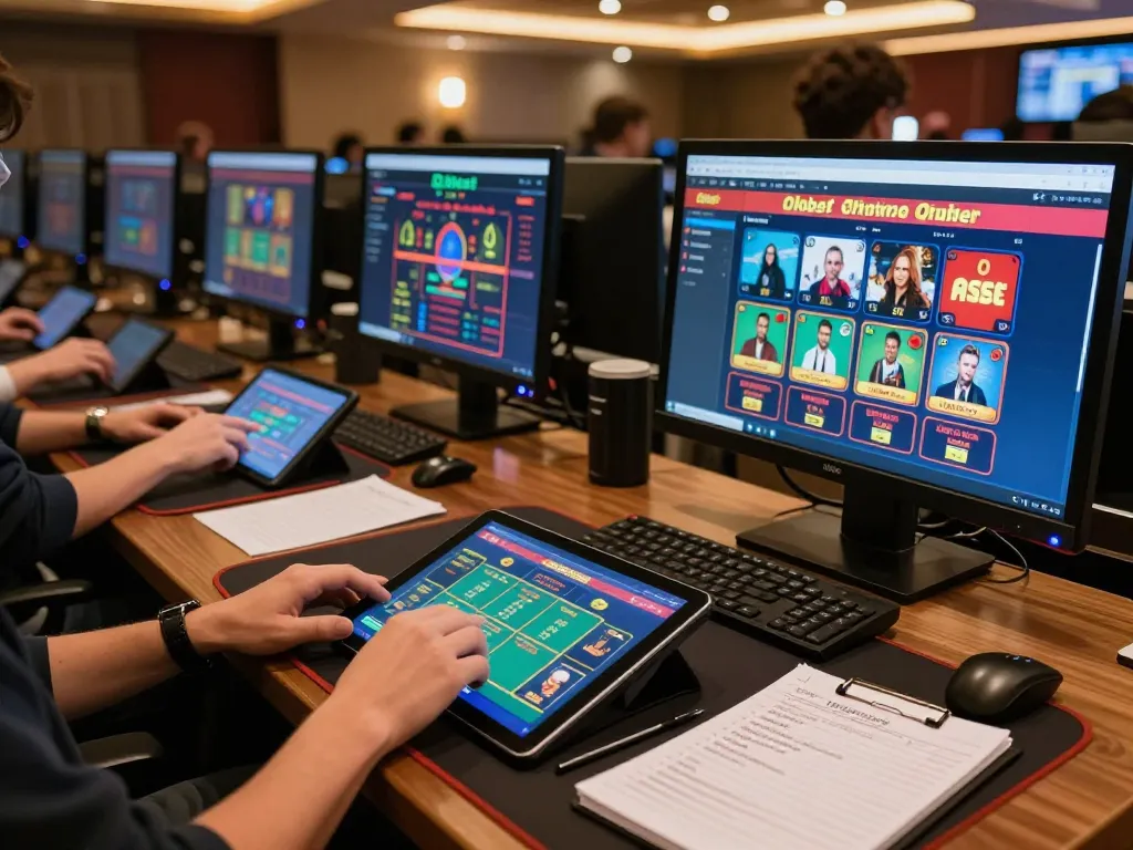 Engaging in online gaming with Oxbet on multiple screens in a stylish setup.
