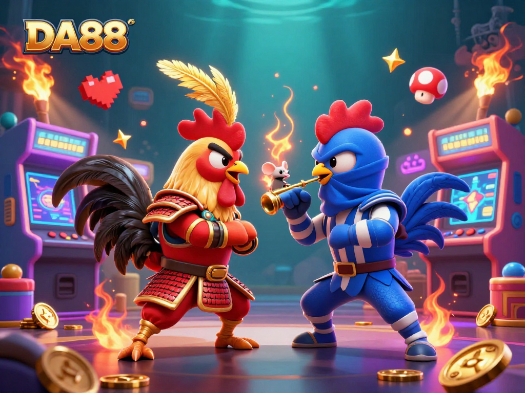 Experience the thrilling action at DA88 with epic rooster battles and colorful gaming elements.