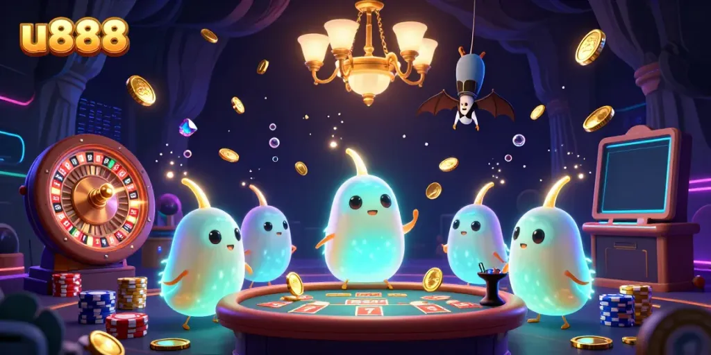 Experience thrilling gameplay at u888 with lively glowworms lighting up a vibrant casino.