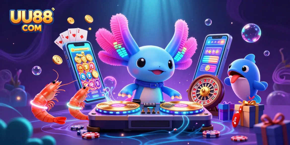 Engage with thrilling gaming action at UU88 COM, featuring a lively neon underwater casino scene.