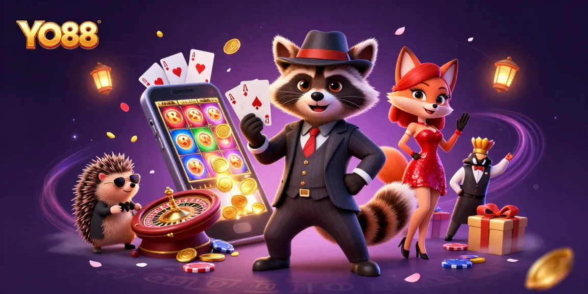Experience thrilling gameplay with YO88 in this vibrant casino scene filled with excitement and winning chances.