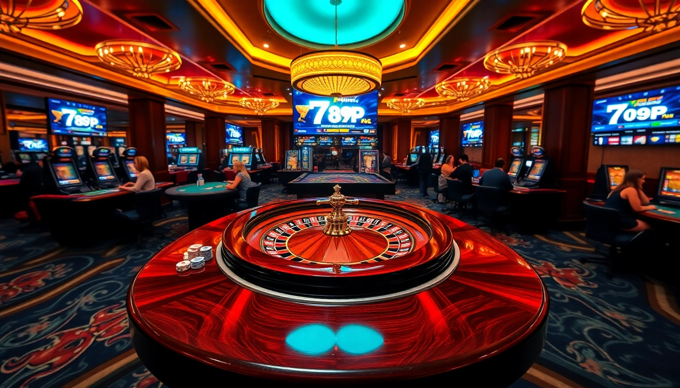 A dynamic casino scene showcasing players engaging in thrilling games at 789P.
