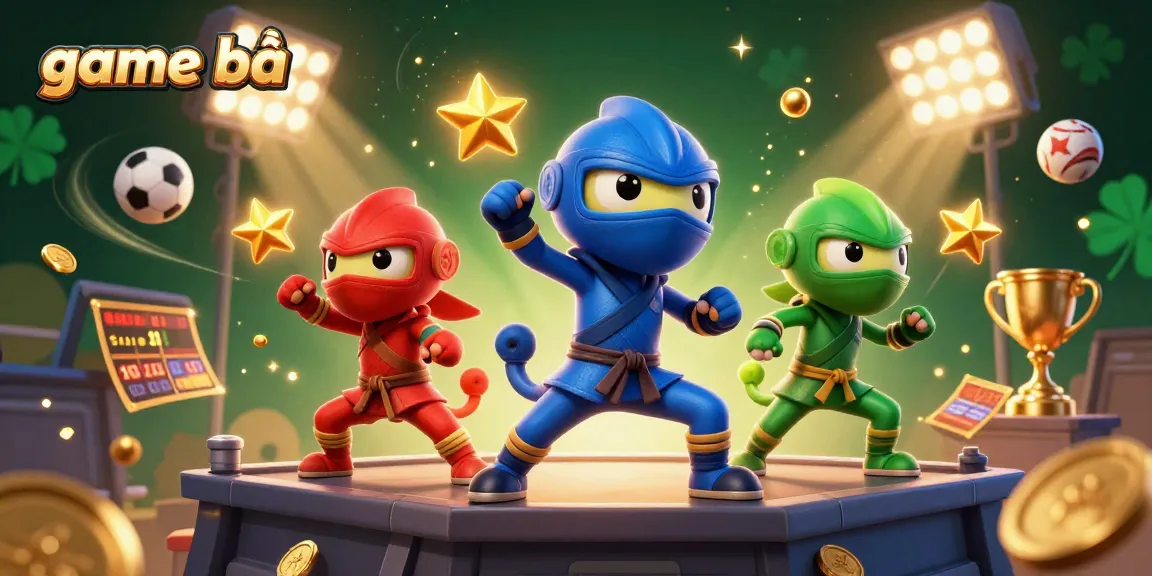 Engage in game bài with dynamic chameleon ninjas in an action-packed 3D illustration.