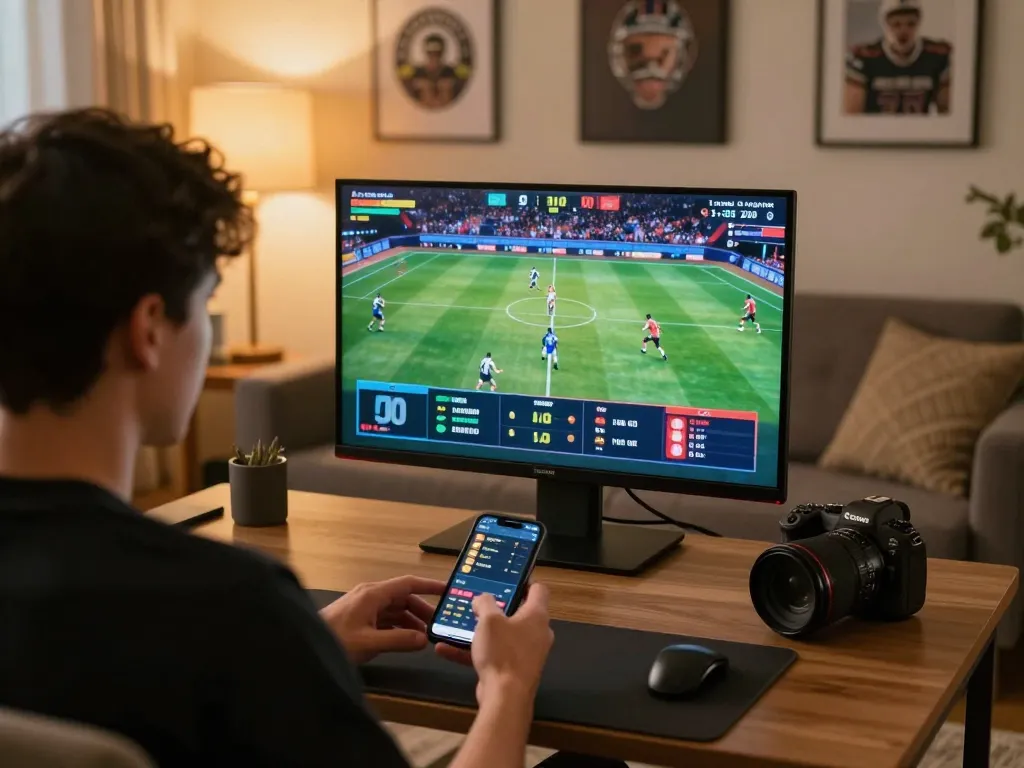 DABET displays an intense online sports betting experience showing mobile app on smartphone while focused