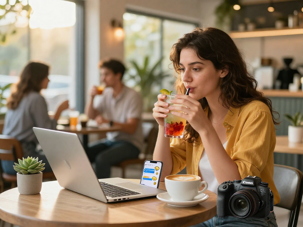 Engaging in a spicy chat while enjoying mocktails in a cozy café.