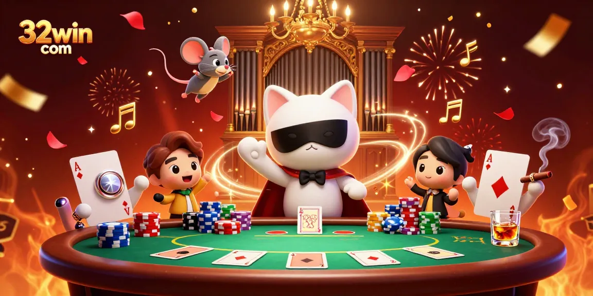 Experience thrilling poker action at 32win com with a lively 3D casino scene filled with dynamic gaming elements.
