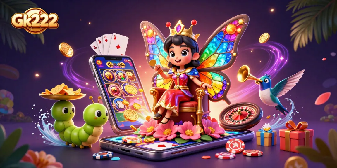 Experience Gk222 with vibrant casino elements in a rich, dynamic 3D illustration.