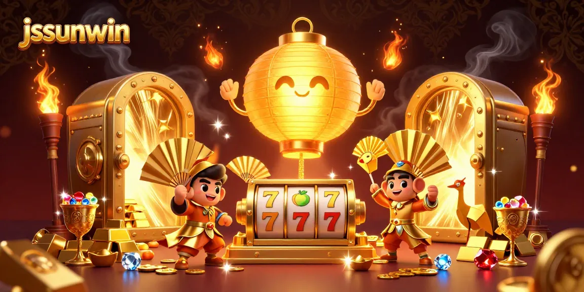 Engage in thrilling action at jssunwin with vibrant characters, slot reels, and dazzling casino elements.