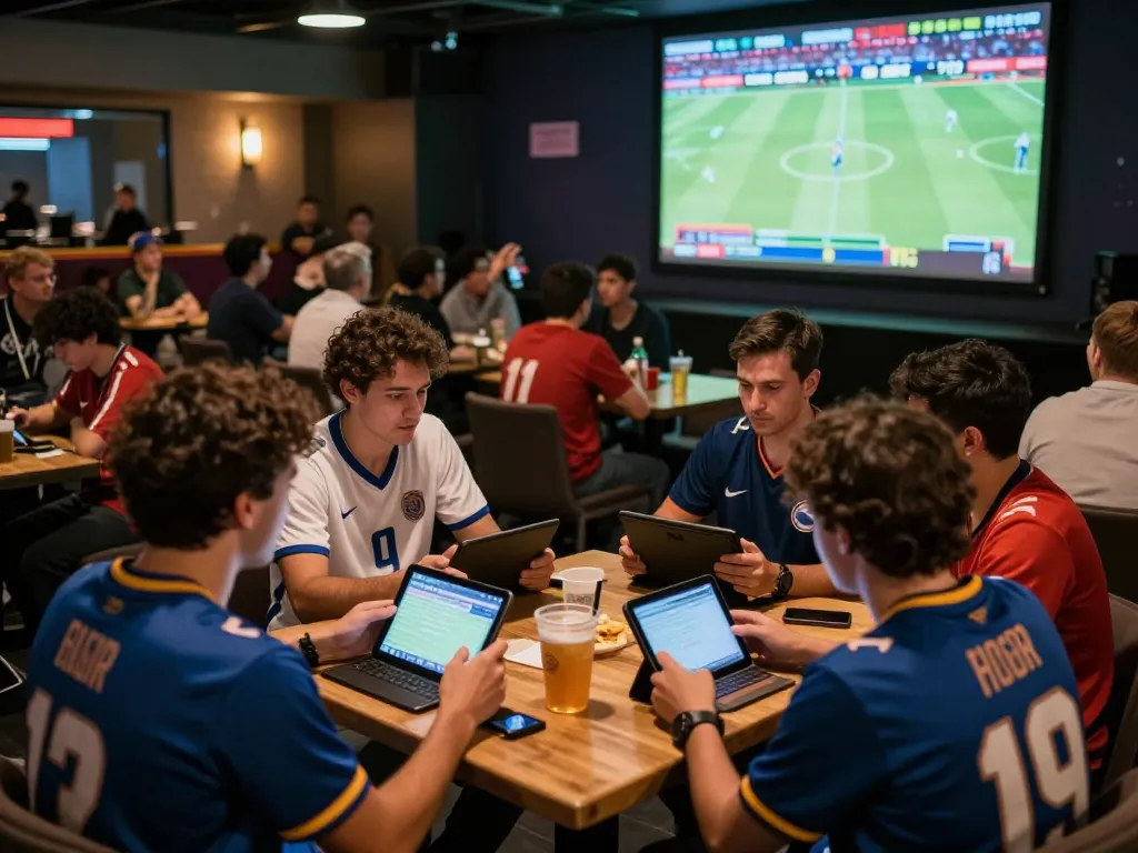 KONG88 sports fans eagerly placing bets in a lively betting lounge during an event