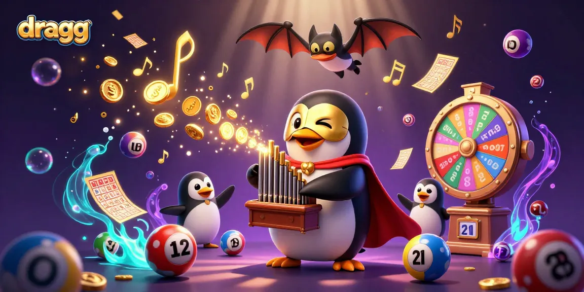 Engage with dragg's vibrant gambling scene featuring a cartoon penguin and winning elements.